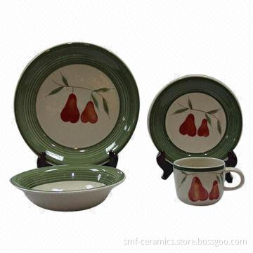 16pcs Ceramic Dinnerware Set, Hand-painted/Color Glazed, FDA, 84/500/EEC, LFGB Standards